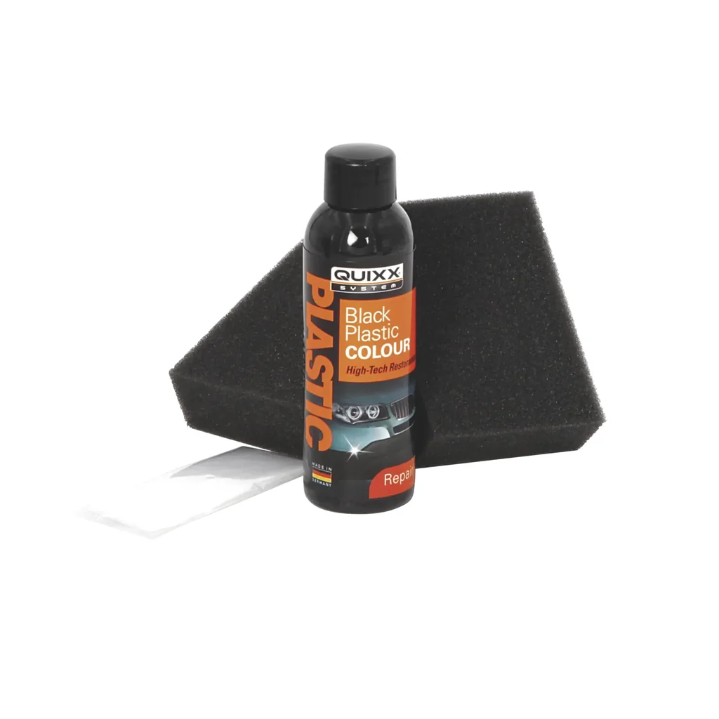 Schwarze Kunststofffarbe 75ml, 2 Spezialschwämme + 1 Paar Handschuhe