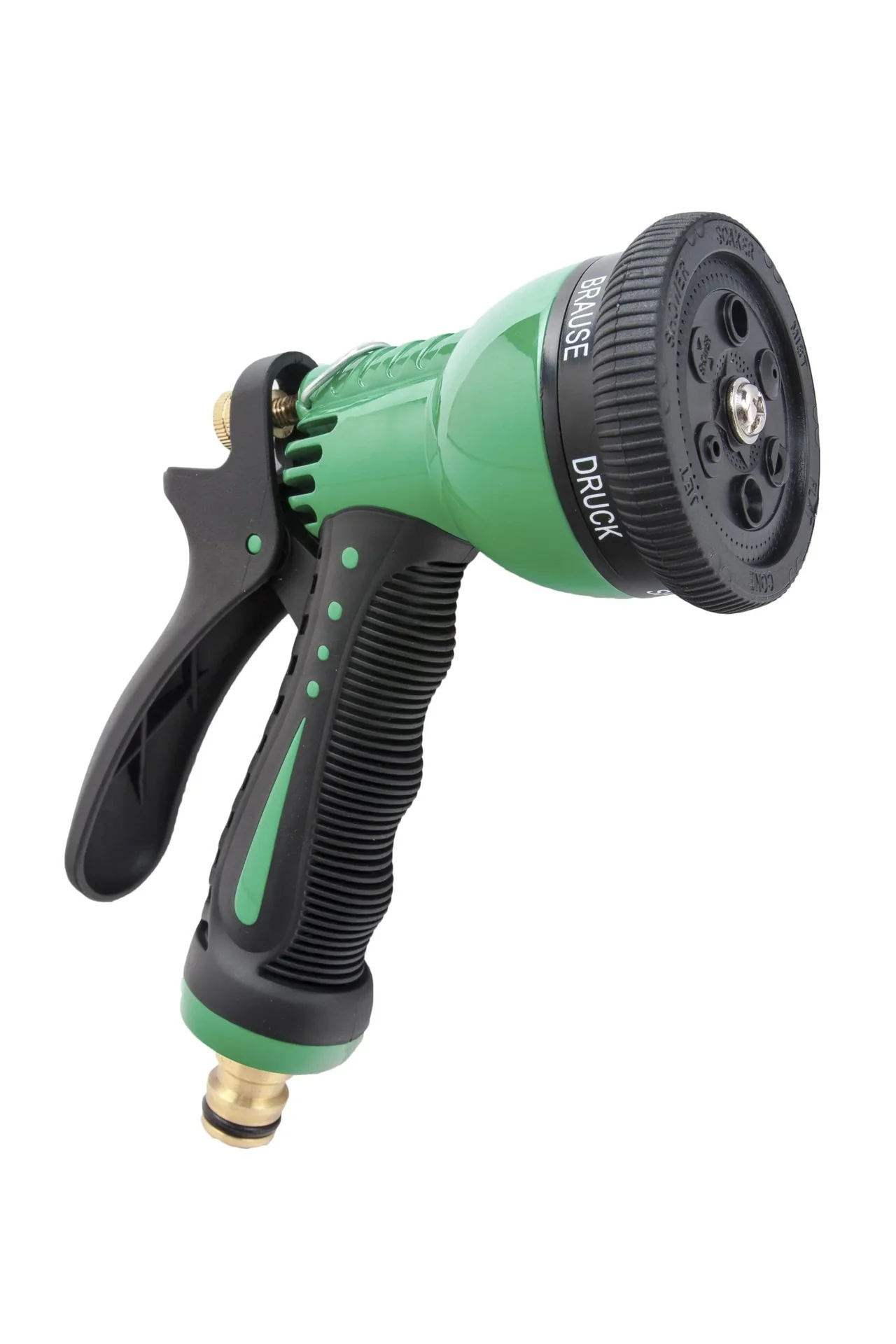 Garten-Handbrause, Aluminium, 6-fach, MS-Stecker, Grün