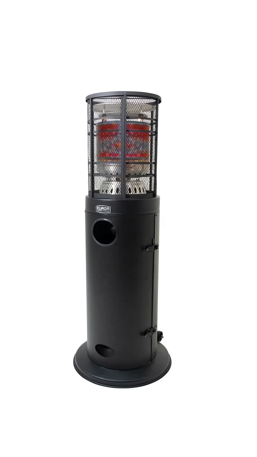 Gasheizstrahler, Terrassenstrahler gas, Heizpilz gas - Modell Area Loungeheater, mit Schutzgitter, Metall, Schwarz