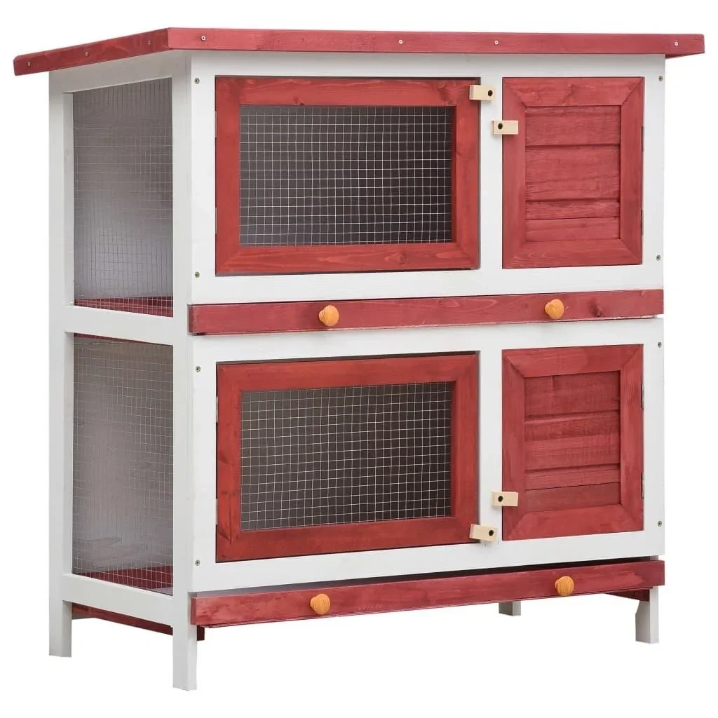 Outdoor-Kaninchenstall mit 4 Türen