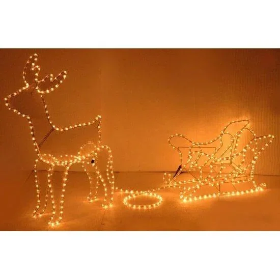 Nampook Weihnachtsbeleuchtung - Rentier mit Schlitten - 60 x 28 x 77 cm