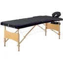 Klappbarer Massagetisch 3 Zonen Holz schwarz und lila