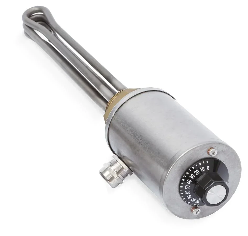 Einschraubheizkörper G1 1/2, Messing / V4A, Regler 0-95°C, 6.0kW ET 470mm