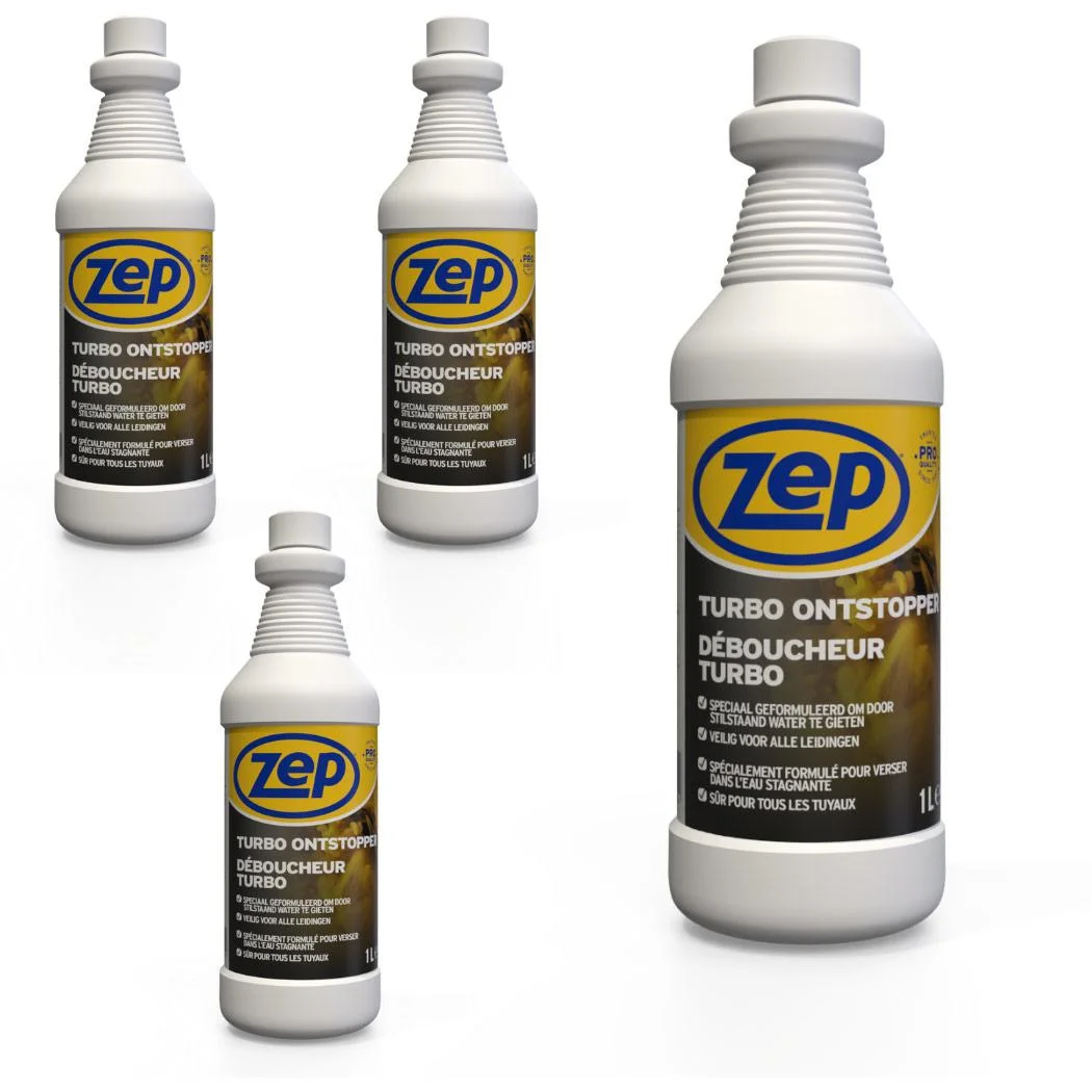 Turbo-Entstopfungsmittel - 1 L x 4 Stück - Sparpack - 4 Stück