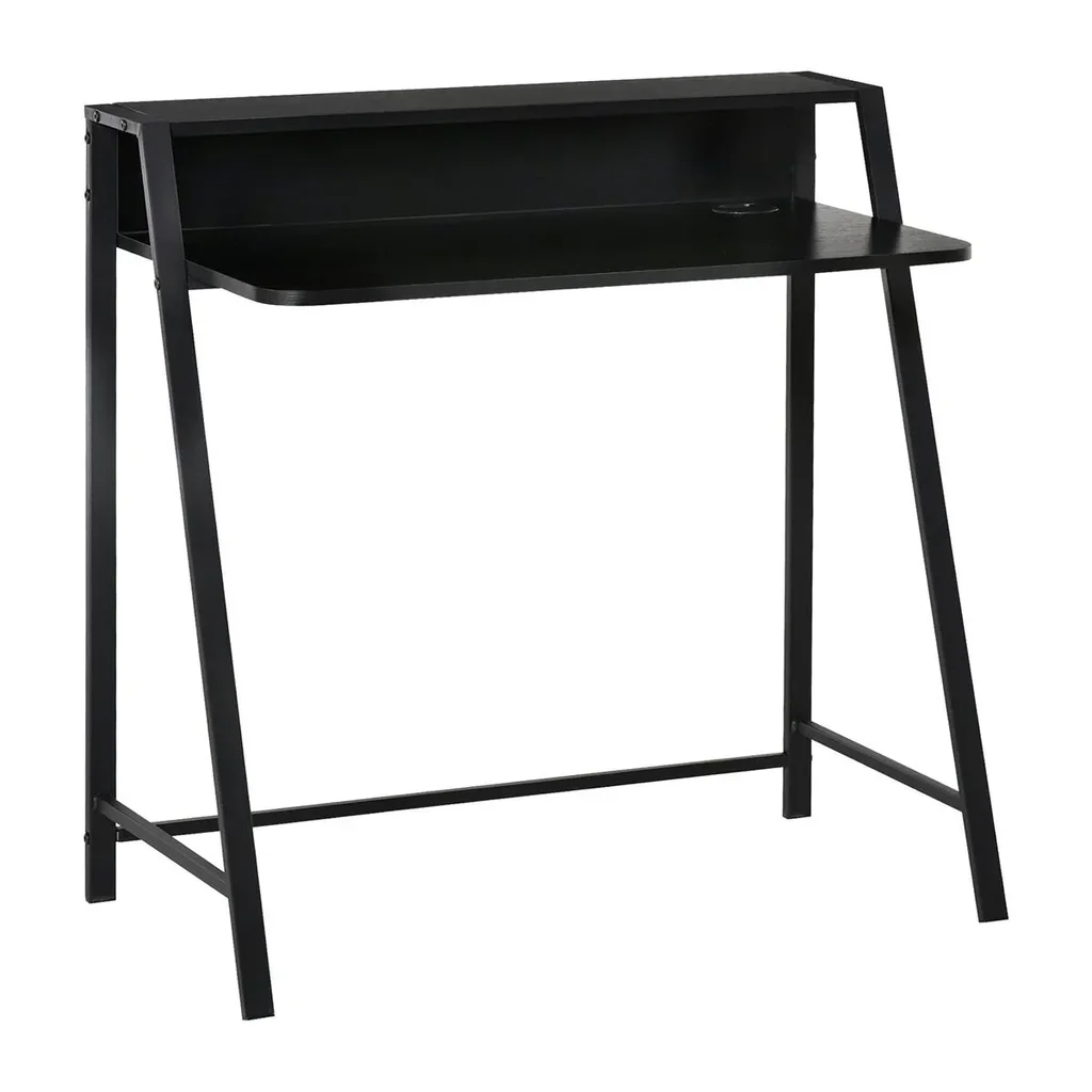 Schreibtisch Computertisch Bürotisch Arbeitstisch mit Ablagefach Kabeldurchlass Metall Schwarz 84 x 45 x 85 cm