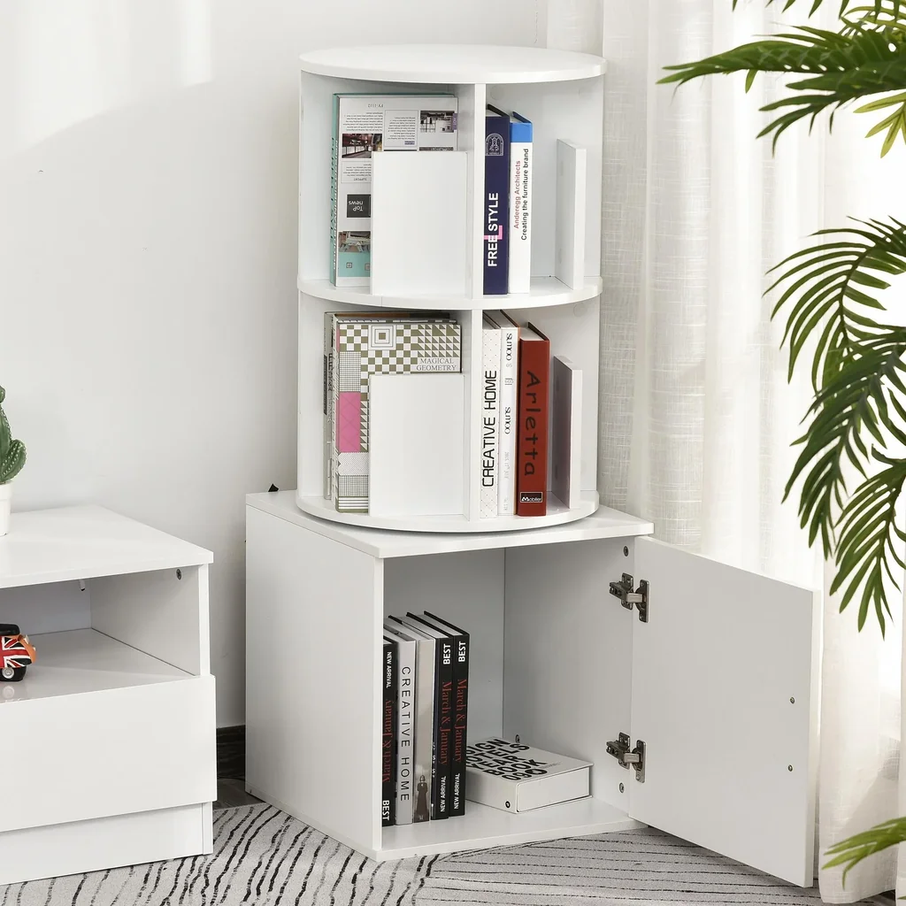 Drehbares Bücherregal 360°, weiß
