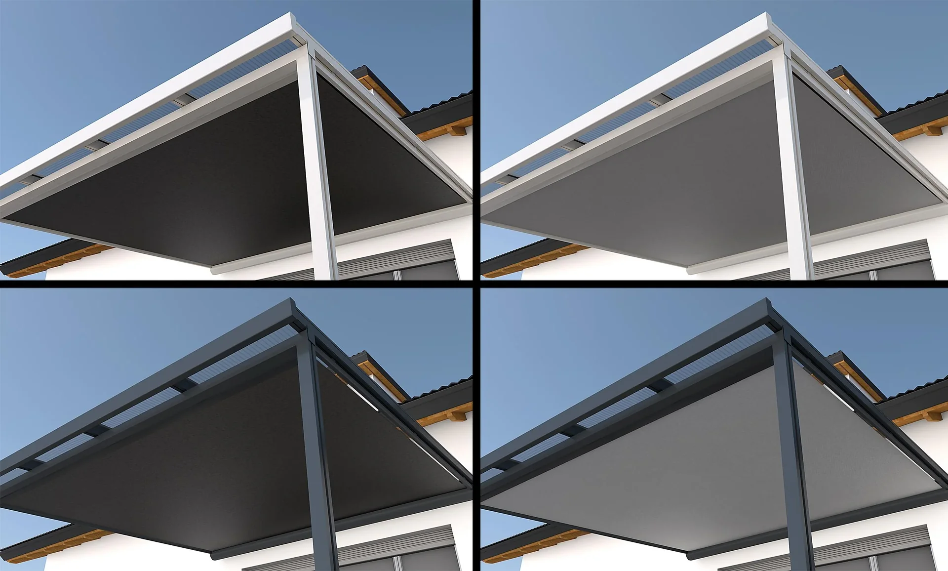 Unterdachmarkise St. Tropez, 3 x 3 m, Farbe anthrazit Stoff 314028, manueller Antrieb