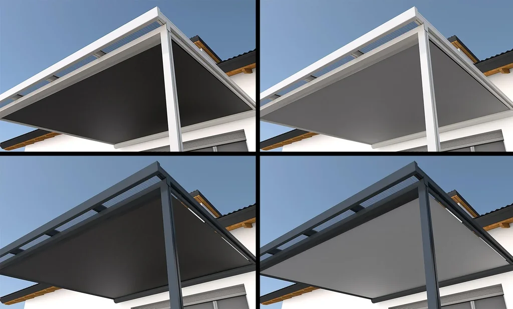 Unterdachmarkise St. Tropez, 3 x 3 m, Farbe anthrazit Stoff 314028, manueller Antrieb