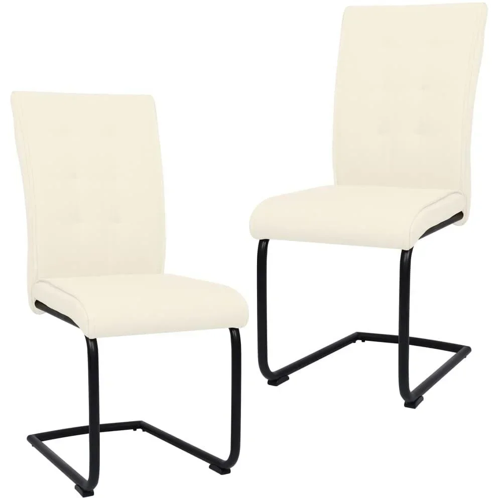 Esszimmerstühle 2 Stück Stoff creme
