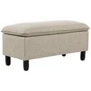 Sitzbank Polsterbank mit Stauraum Truhenbank Polyester Eukalyptusholz Beige 99 x 48 x 48 cm