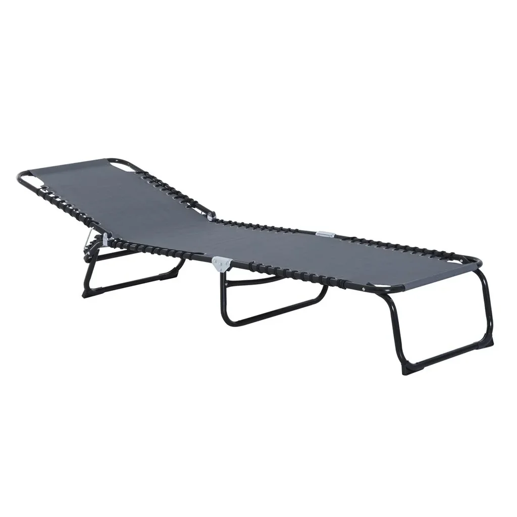 Sonnenliege faltbar Gartenliege Klappliege Garten 4-stufige Rückenlehne verstellbar Stahl Mesh-Stoff Dunkelgrau 197 x 58