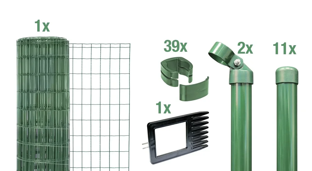 Fix-Clip Pro als Zaun-Komplettset, zum Einbetonieren, grün, Höhe 102 cm, Länge 25 m
