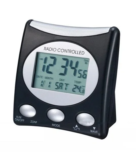 Funkwecker LCD schwarz/ silber