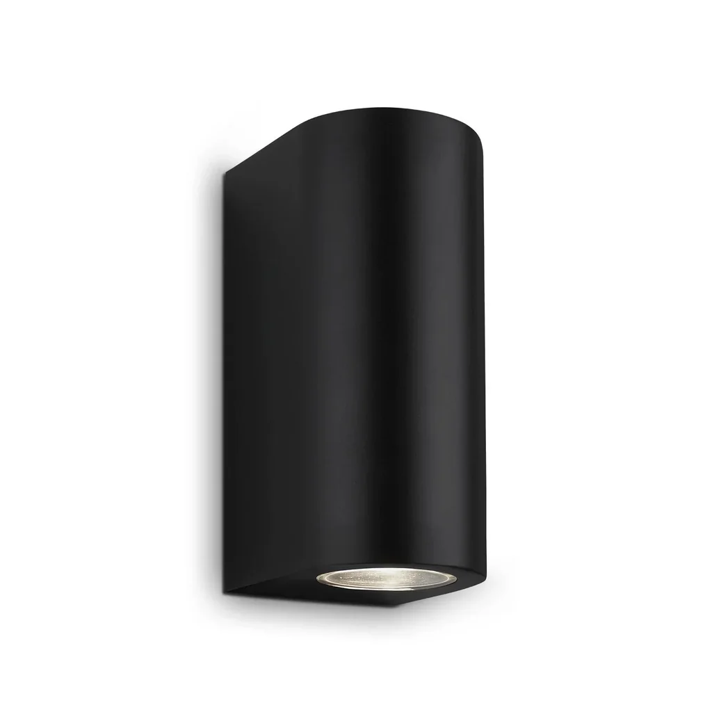 LED Außenleuchte, 2-flammig, IP44, schwarz, GU10 Fassung,  inklusive 2 x LED Leuchtmittel, 4,7 Watt,  400 lm, 4.000 K