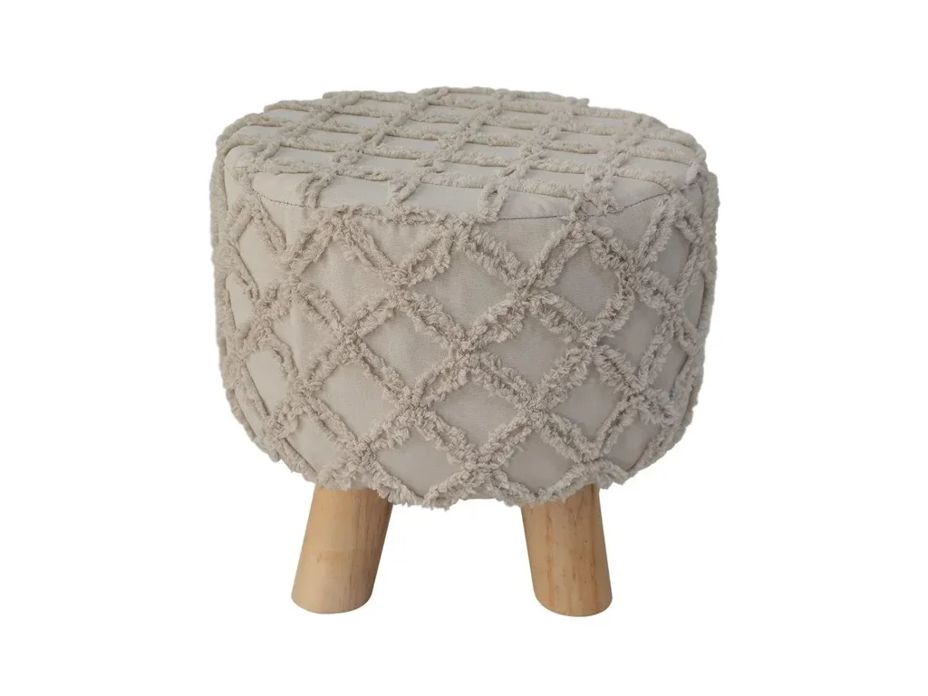 Sitzhocker mit Stoffbezug aus Fellimmitat