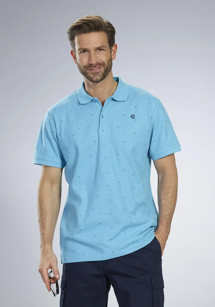 Poloshirt bedruckt, Farbe apua, Gr.L