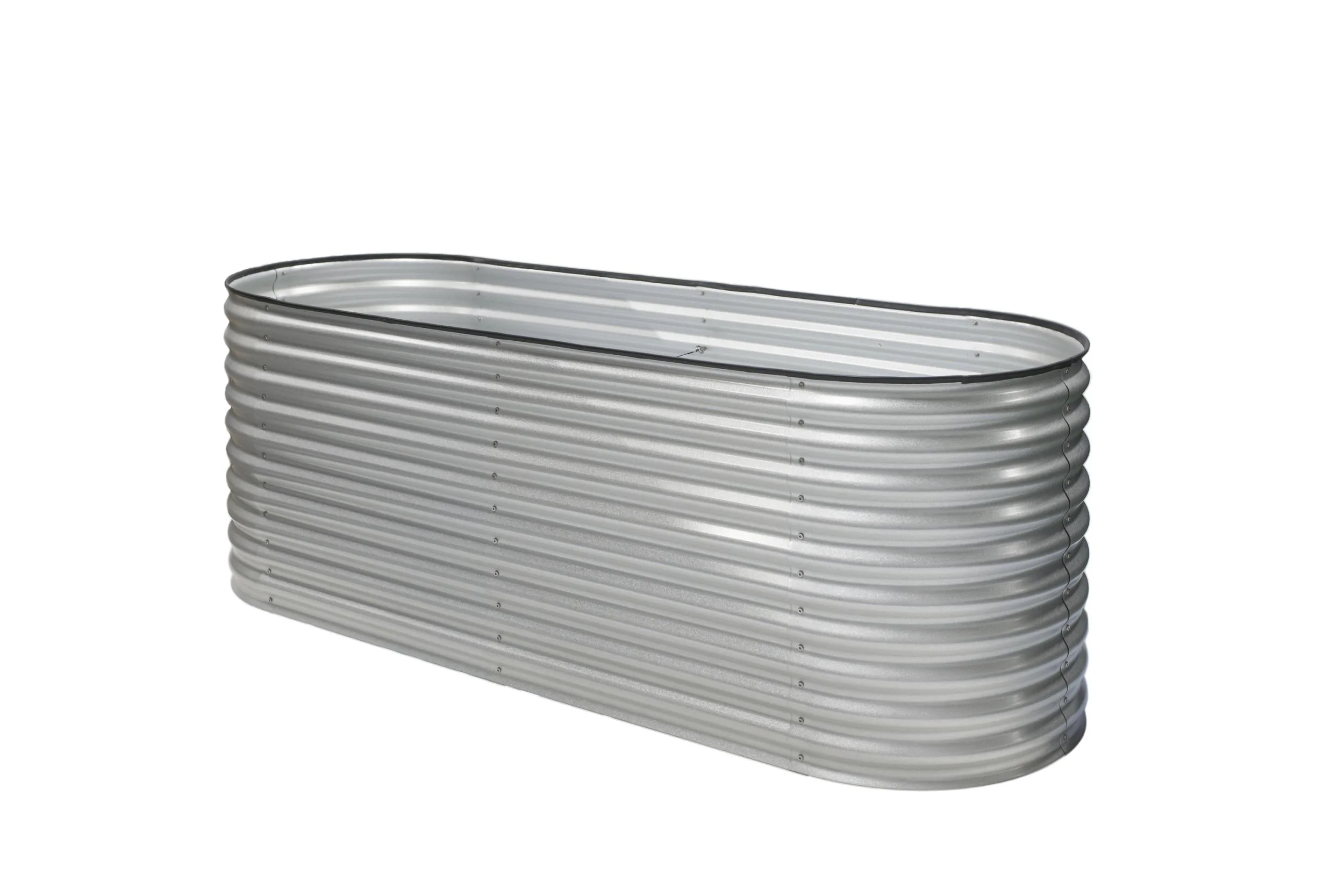 Metall Hochbeet Oval silber 240 x 80 x 82 cm