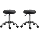 2er-Set Rollhocker Drehhocker mit Rädern Arbeitshocker höhenverstellbar drehbar Salon Hocker Salonstühle Kunstleder Schw
