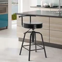Barstuhl Barhocker mit Luftdruckfeder höhenverstellbar PU-Kunstleder Metallgestell 38 x 43 x (74 82) cm Schwarz