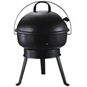 Kugelgrill Holzkohlegril Windschutz Dreibeinfuß Camping Picknick tragbar Metall Schwarz Ø36,5 x 54 cm Holzkohlegrill Gri