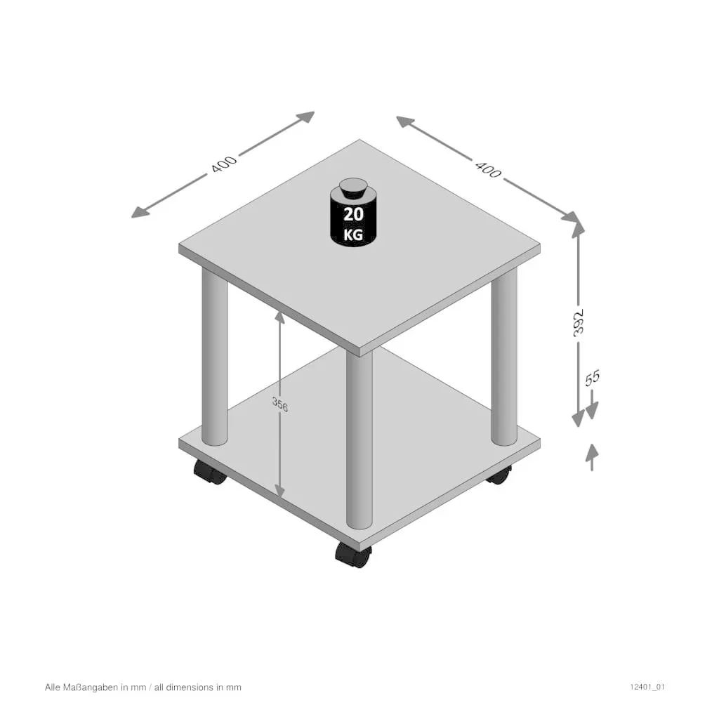 FMD Beistelltisch mit Rollen Sandeiche farbig