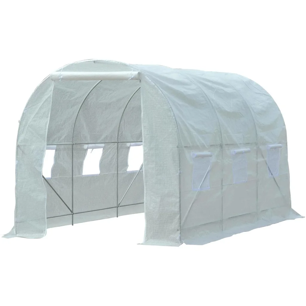 Foliengewächshaus 3,5x2x2m 6 Seitenfenster weiß