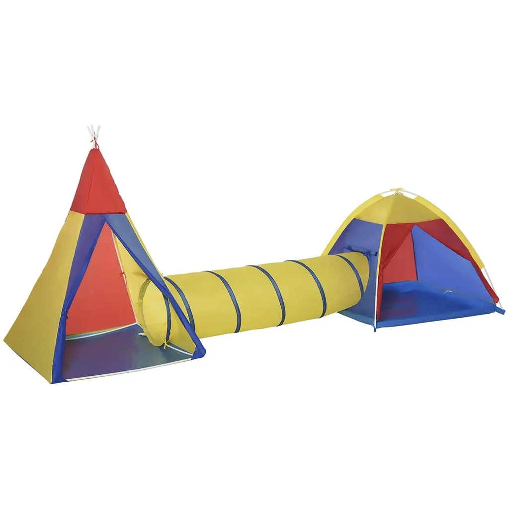 Spielzelt Kinderzelt Babyzelt mit krabbeltunnel Fenster Spielhaus mit Tragetasche für 3-8 Jahre alt 170T Polyester 360 x