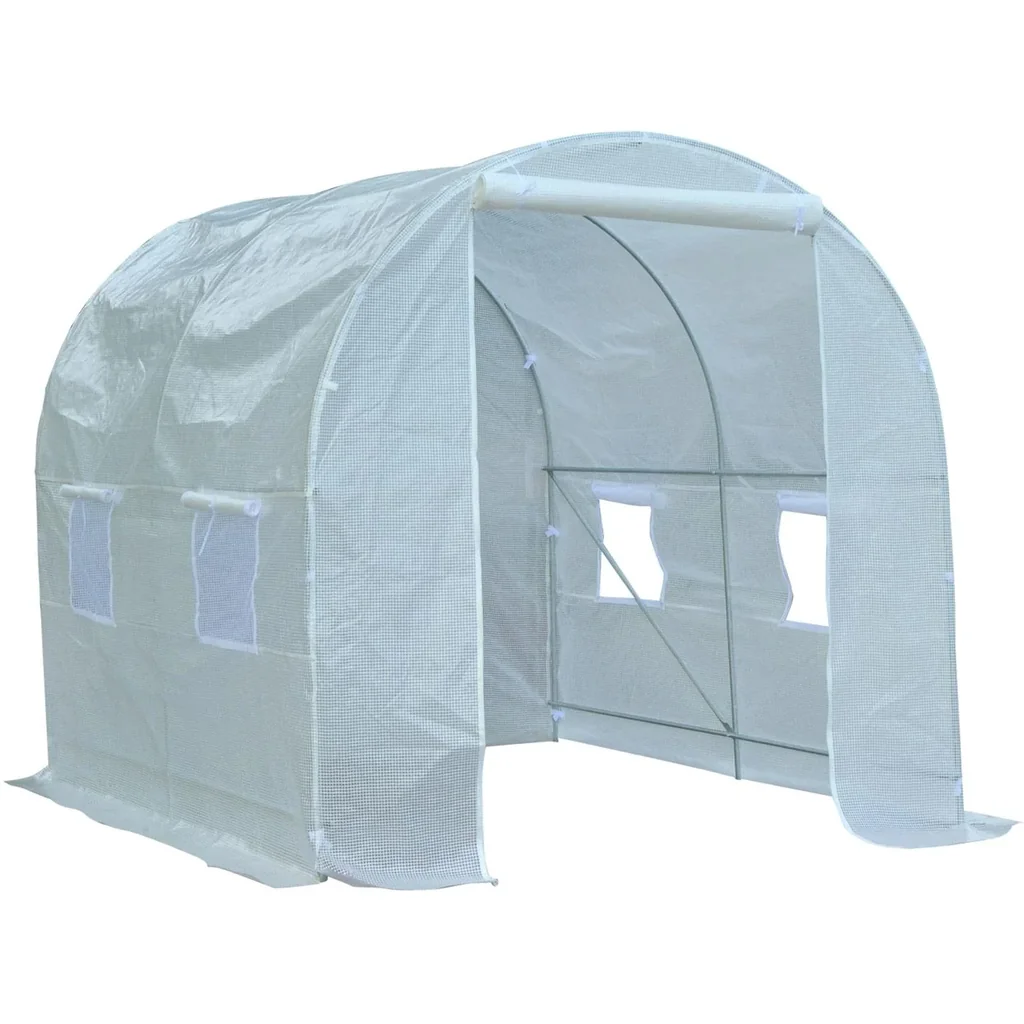 Foliengewächshaus 2,5x2x2m 4 Seitenfenster weiß