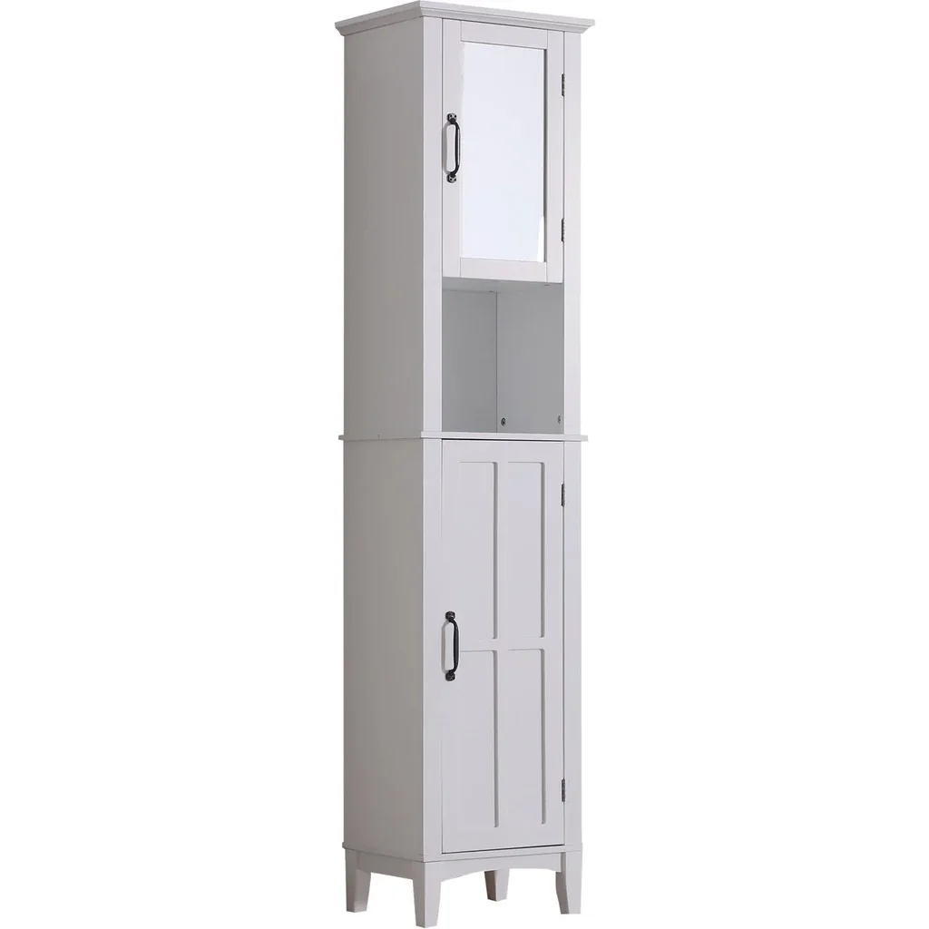 Badschrank Badezimmerschrank Wandschrank mit Spiegel vestellbare Einlegeböden Holz Weiß 40 x 30 x 170 cm