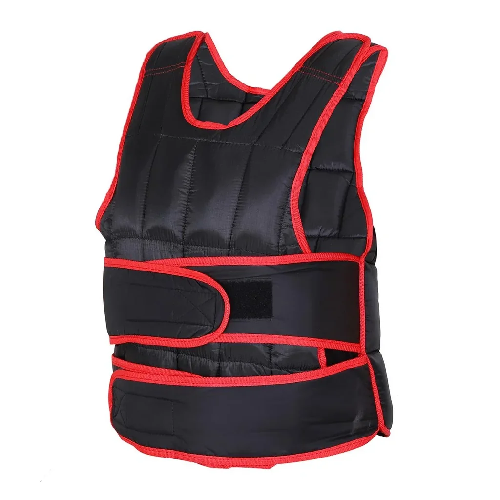 20 kg Trainingsweste Gewichtsweste mit doppelten Gurten verstellbar Krafttraining Fitness Oxford Metall Schwarz+Rot 40 x