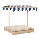 Sandkasten mit Dach abnehmbar Rücklehnen verstellbar Tannenholz 3-7 Jahren 106 x 106 x 121 cm Natur