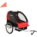 Kinderfahrradanhänger und Kinderwagen 2-in-1 schwarz und rot