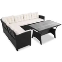 Polyrattan Lounge Set schwarz WPC Tischplatte