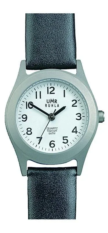 Armbanduhr „Basic 1320-9“, Titan, mit Lederarmband, Silberfarben/ Schwarz
