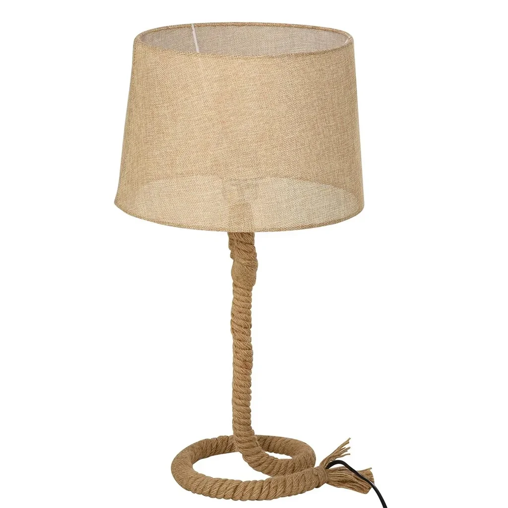 Tischlampe E27 Fassung 40 W Hanf Leinen Stahl beige