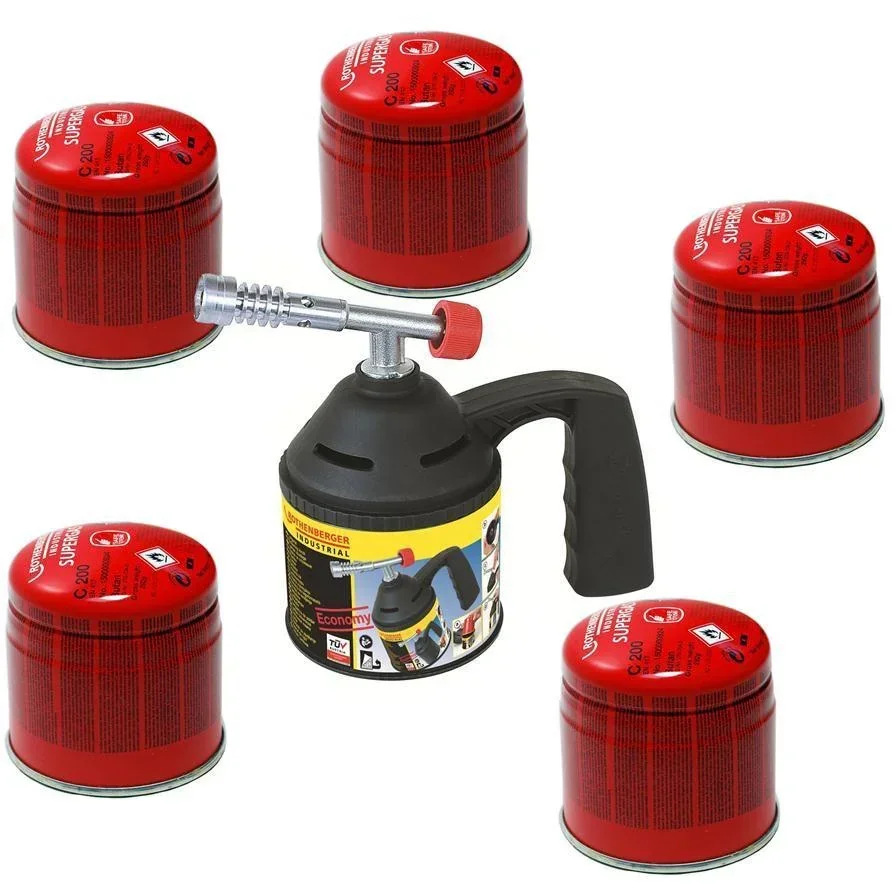 Lötbrenner mit Piezo - Inkl. 5x Gas