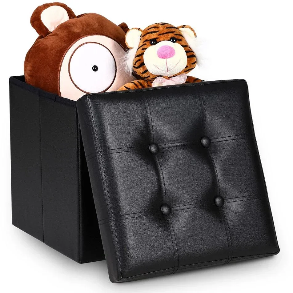 Klappbarer Hocker mit Ablage schwarz 38x38x38 cm