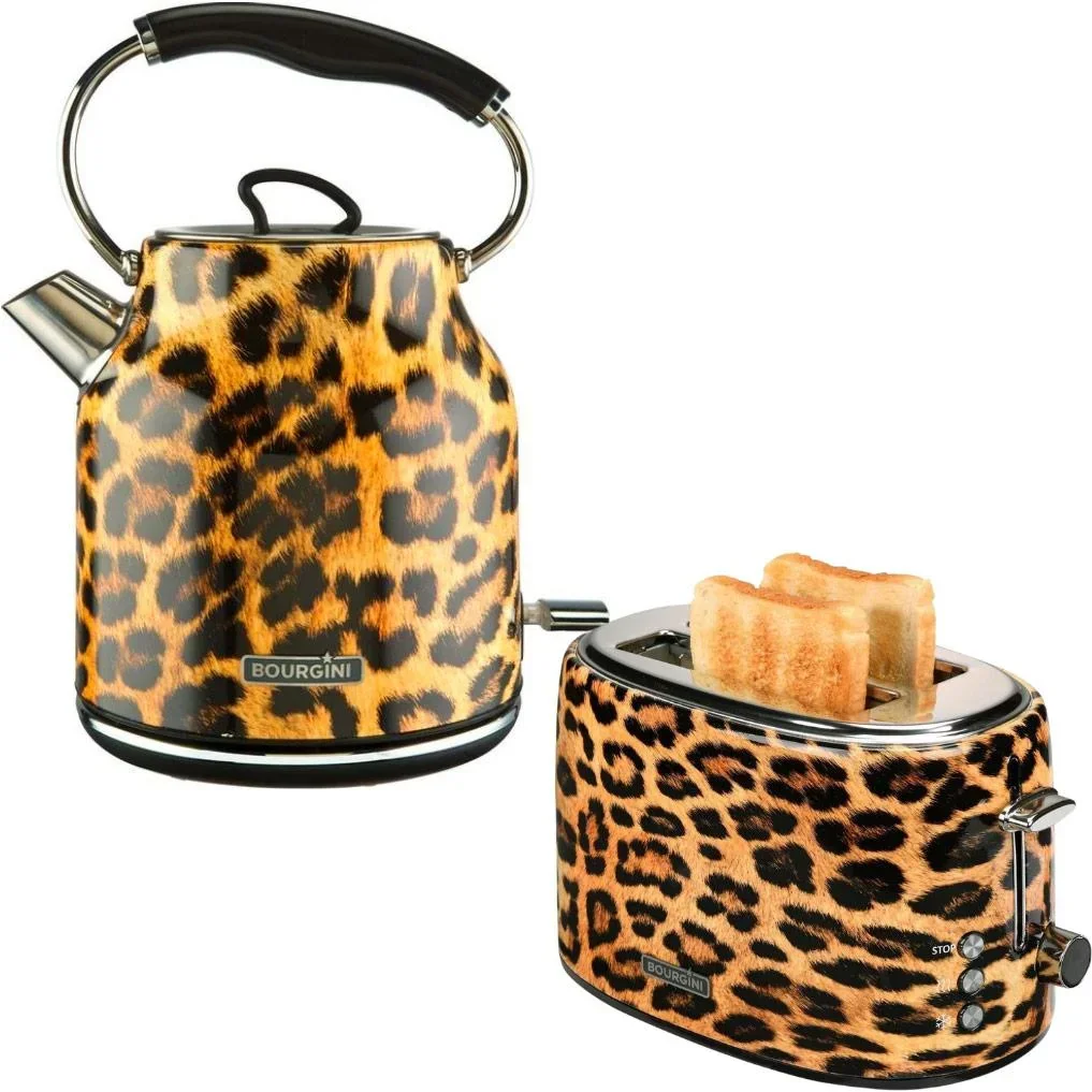 Panther Wasserkocher - 1.7L und Toaster - Panther Druck - Leopard - Retro