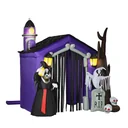 Aufblasbares Spukhaus Figur Luftfigur Halloween Deko mit LED Beleuchtung Polyester Schwarz+Braun 270 x 200 x 260 cm