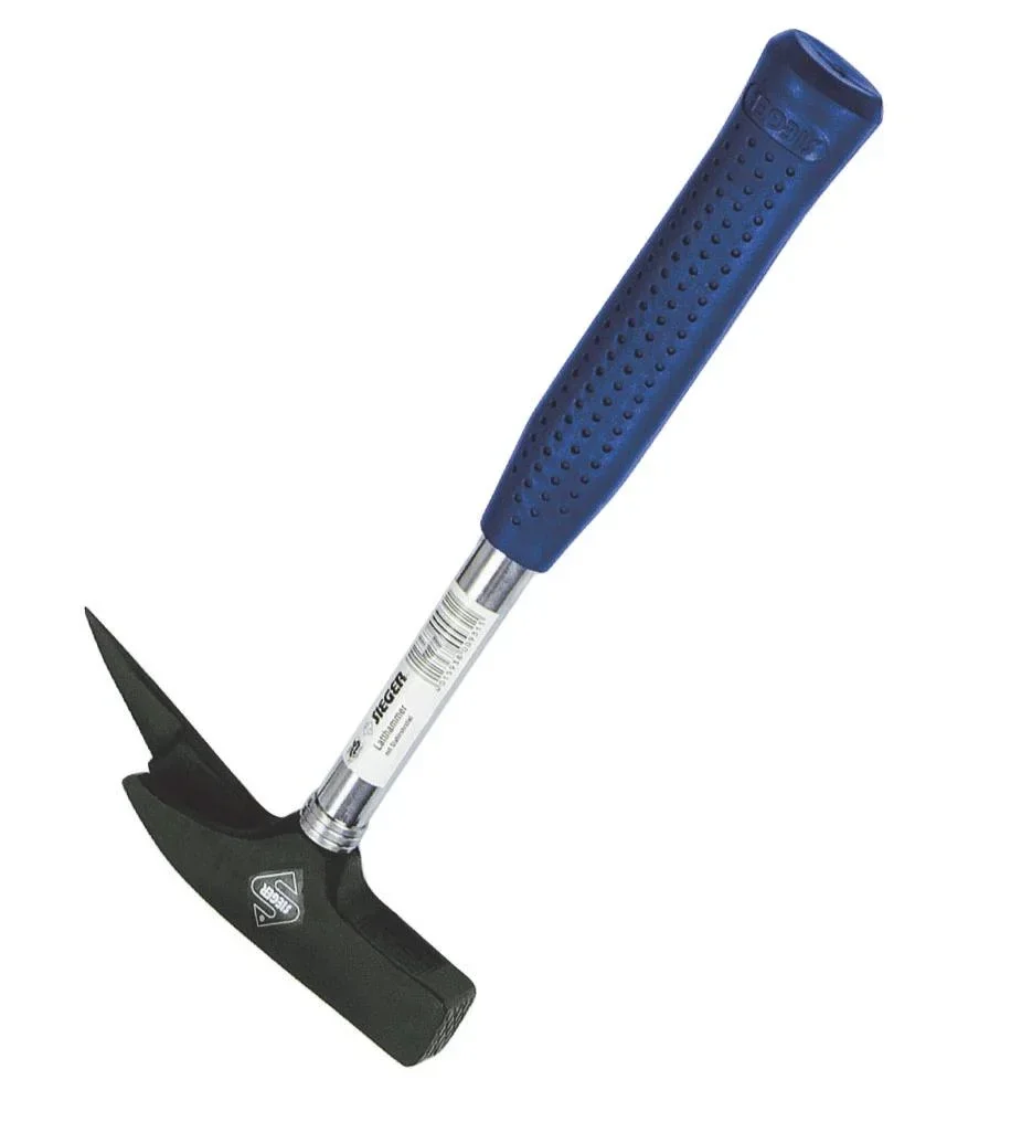 SIEGER-Latthammer 600 g, Kopf schwarz, mit Magnet, Sicherungsstift, Stahlrohrstiel mit blauem Softgriff