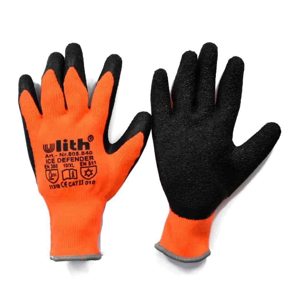 Winter Arbeitshandschuhe, XL/10, Warnorange, Latex, Schnittfest