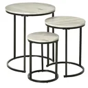 Beistelltische 3er-Set Satztisch stapelbar Kaffeetisch 3 Größen Industrial Design Metall Schwarz+Grau