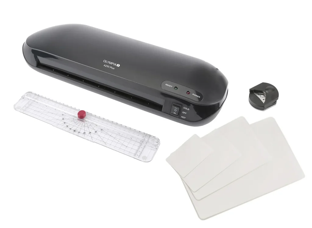 Laminiergerät 4in1 Set mit Lineal, Eckenrunder und Folien