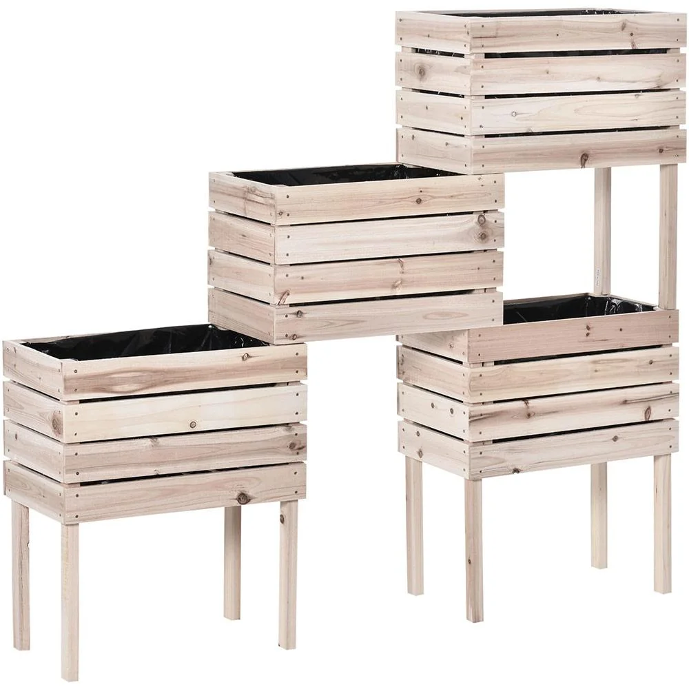 Hochbeet aus Tannenholz, 4-teilig Natur