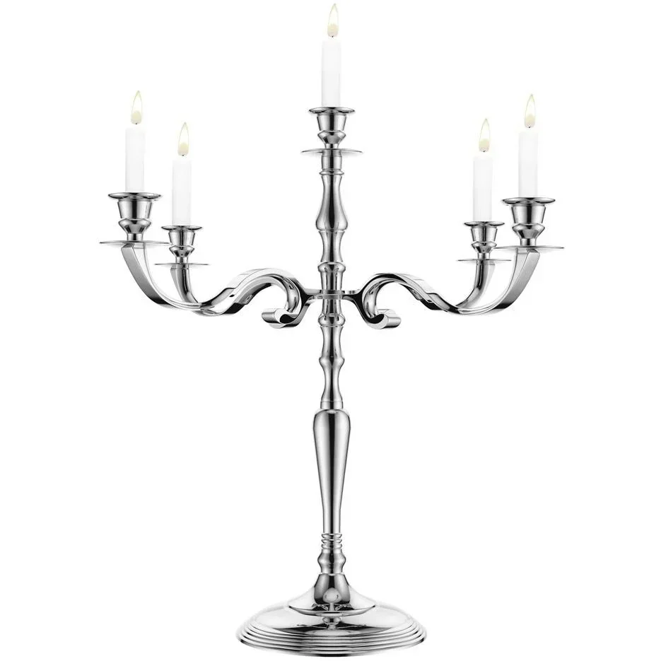 Kerzenständer silber glänzend Aluminium 60cm 5-armig Kandelaber