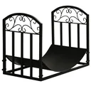 Kaminholzregal Kaminholzständer Brennholzregal 60 kg belastbar Feuerholzablage Kaminwerkzeug Metall Schwarz 60,5 x 36 x