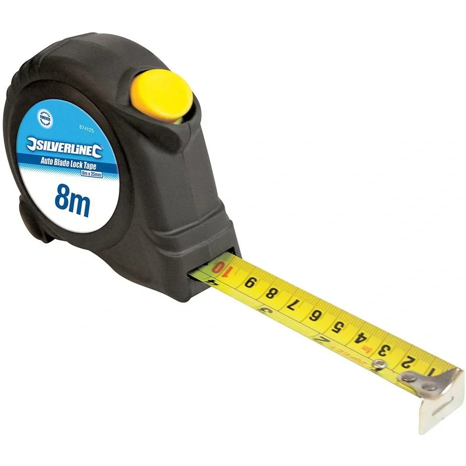 Selbstsicherndes Maßband Display-Box 24 Stück, 8 m x 25 mm