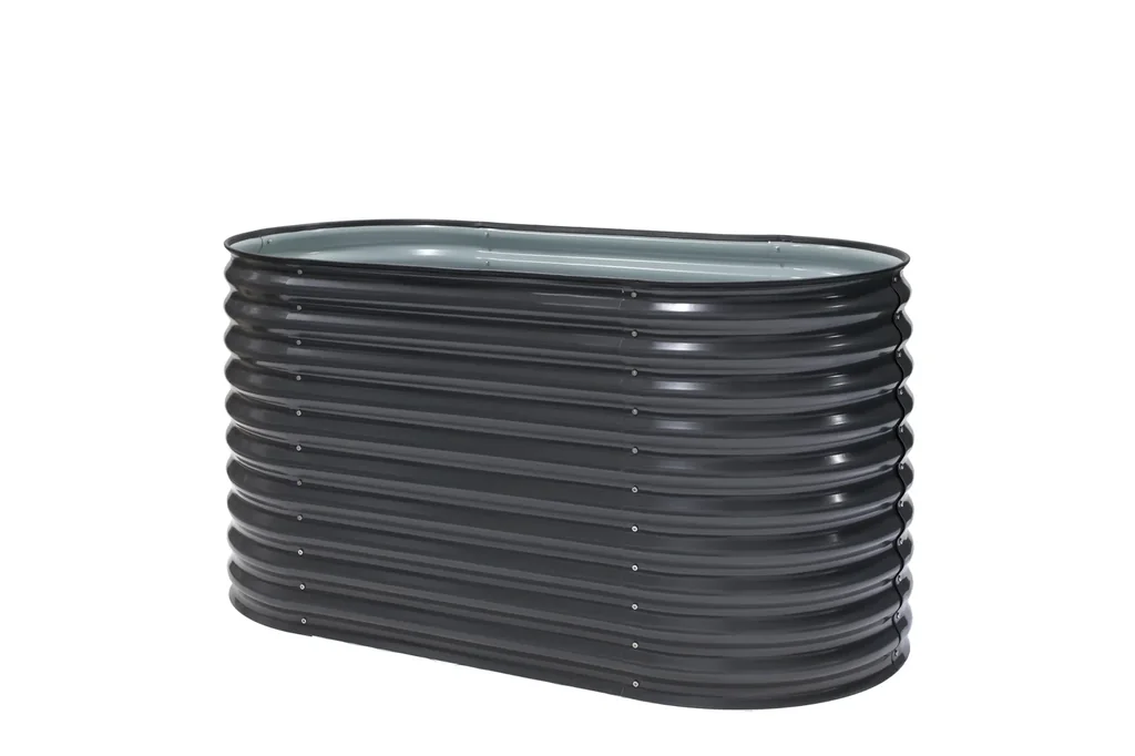 Metall Hochbeet Oval anthr. 160 x 80 x 82 cm