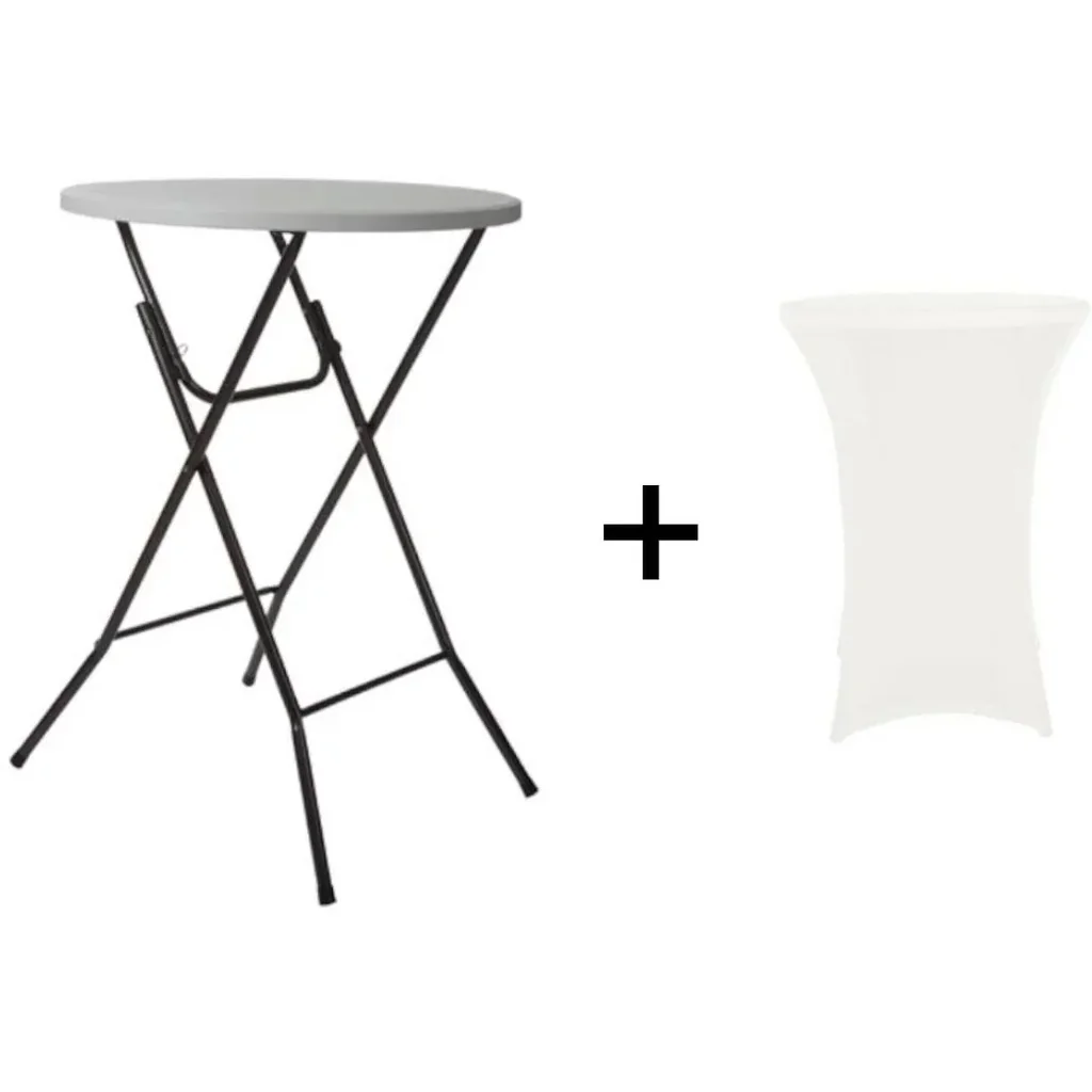 Runder Klapptisch inklusive Abdeckung - 80 x 110 cm (ø x H) - Weiß