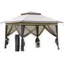 Gartenlaube faltbar - inkl. Tasche - Braun - 3,64 x 3,64 x 2,94 m